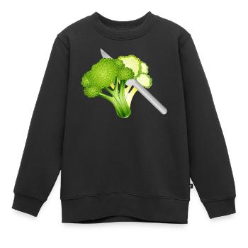 Brokkoli Motiv geschnitten – stylisch & knackig - Kinder Premium Organic Sweatshirt - Schwarz - Vorne - AI Model Kid Female (0cm)