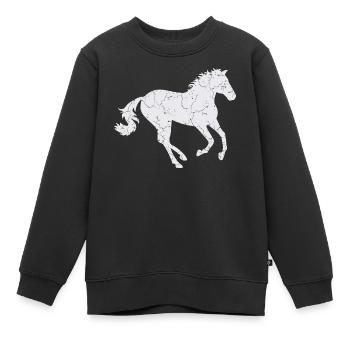 Cheval blanc au galop - Sweat Premium enfant bio - noir - Devant - AI Model Kid Female (0cm)
