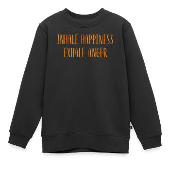 Inspirer Expirer Bonheur Yoga Méditation Namaste om - Sweat Premium enfant bio - noir - Devant - AI Model Kid Female (0cm)