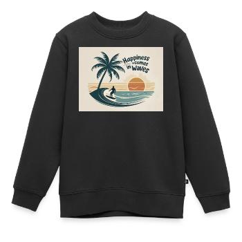 Surfer reitet Welle mit Sonnenuntergang am Meer - Kinder Premium Organic Sweatshirt - Schwarz - Vorne - AI Model Kid Female (0cm)