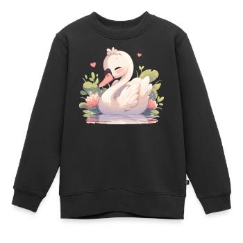 Schwäne Schwan - Kinder Premium Organic Sweatshirt - Schwarz - Vorne - AI Model Kid Female (0cm)