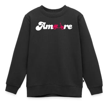 Amore Liebe Love Italien Fan Roller Schreibschrift - Kinder Premium Organic Sweatshirt - Schwarz - Vorne - AI Model Kid Female (0cm)