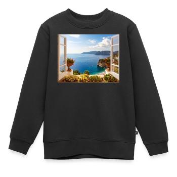 Vue panoramique de la côte méditerranéenne - Sweat Premium enfant bio - noir - Devant - AI Model Kid Female (0cm)