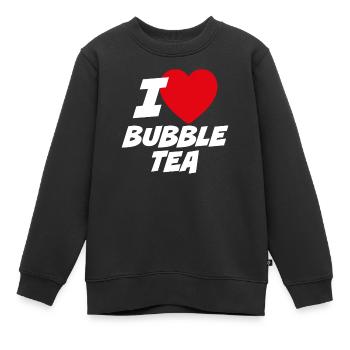 Ich liebe Bubble Tea - Kinder Premium Organic Sweatshirt - Schwarz - Vorne - AI Model Kid Female (0cm)