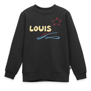 Cadeau pour Louis - Sweat Premium enfant bio - noir - Devant - AI Model Kid Female (0cm)