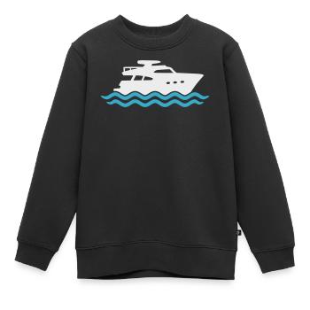 Yacht Silhouette Motorboot - Kinder Premium Organic Sweatshirt - Schwarz - Vorne - AI Model Kid Female (0cm)