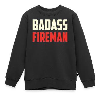 Pompier combattant dur à cuire - Sweat Premium enfant bio - noir - Devant - AI Model Kid Female (0cm)