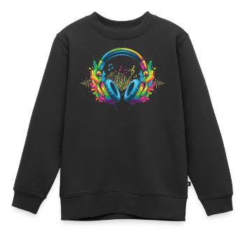 Lebendige Musik Kopfhörer Kunst - Kinder Premium Organic Sweatshirt - Schwarz - Vorne - AI Model Kid Female (0cm)