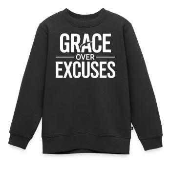 La grâce chrétienne plutôt que les excuses La grâce plutôt que les excuses - Sweat Premium enfant bio - noir - Devant - AI Model Kid Female (0cm)