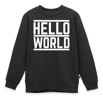 Typographie Contrastée 'Hello World' - Sweat Premium enfant bio - noir - Devant - AI Model Kid Female (0cm)