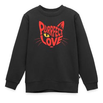 Katzenliebhaber Purrfekte Liebe - Katzenfreund - Kinder Premium Organic Sweatshirt - Schwarz - Vorne - AI Model Kid Female (0cm)