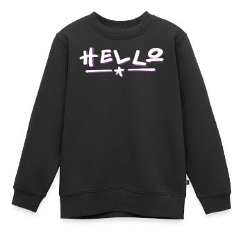 Lettrage Hello avec dégradé de couleurs - Sweat Premium enfant bio - noir - Devant - AI Model Kid Female (0cm)