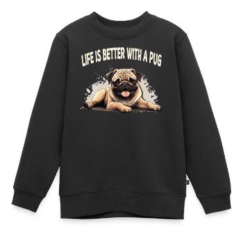 La vie est meilleure avec un carlin - Sweat Premium enfant bio - noir - Devant - AI Model Kid Female (0cm)
