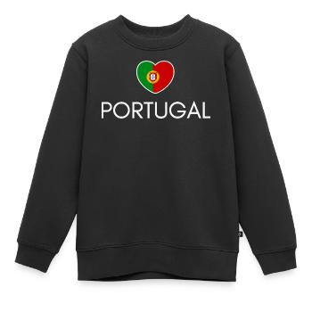 Herz mit portugiesischer Flagge, portugiesischer Stolz - Kinder Premium Organic Sweatshirt - Schwarz - Vorne - AI Model Kid Female (0cm)