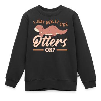 Seeotter Wie Otter Niedlich - Kinder Premium Organic Sweatshirt - Schwarz - Vorne - AI Model Kid Female (0cm)