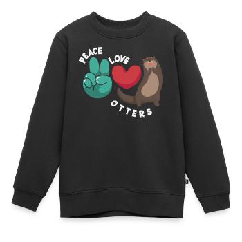 Sea Otter Cartoon Peace Love - Kids Premium Organic Sweatshirt - black - Front - AI Model Kid Female (0cm)