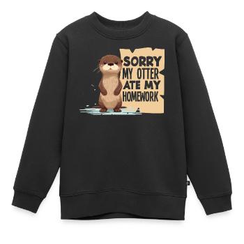 Seeotter Cartoon Ate My Homework - Kinder Premium Organic Sweatshirt - Schwarz - Vorne - AI Model Kid Female (0cm)