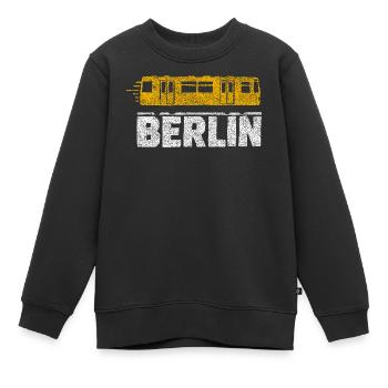 Berlin Tram Graphic - Kids Premium Organic Sweatshirt - black - Front - AI Model Kid Female (0cm)