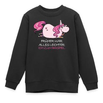 Lustige Dickes Einhorn Spruch Molliges Einhorn - Kinder Premium Organic Sweatshirt - Schwarz - Vorne - AI Model Kid Female (0cm)