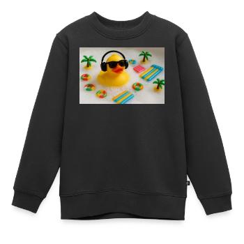 Quietscheente im Bad mit Kopfhörern - Kinder Premium Organic Sweatshirt - Schwarz - Vorne - AI Model Kid Female (0cm)