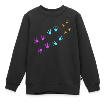 3 Frösche Fußabdrücke Familie Eltern Kind Team süß - Kinder Premium Organic Sweatshirt - Schwarz - Vorne - AI Model Kid Female (0cm)