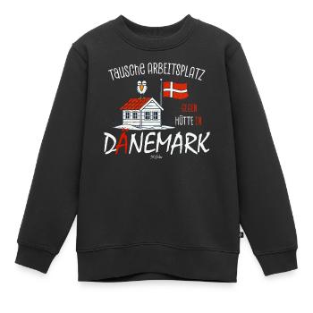 Tausche Arbeitsplatz gegen Hütte Dänemark - Kinder Premium Organic Sweatshirt - Schwarz - Vorne - AI Model Kid Female (0cm)