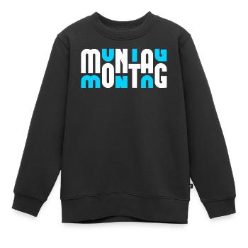 Motiv Montag Weiß/Cyan - Kinder Premium Organic Sweatshirt - Schwarz - Vorne - AI Model Kid Female (0cm)