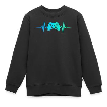 Gamer Heartbeat Manette de jeu Manette de jeu Gamer - Sweat Premium enfant bio - noir - Devant - AI Model Kid Female (0cm)