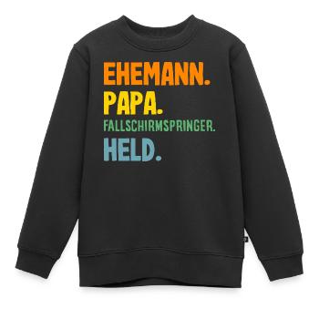Lustiger Fallschirmspringer Adrenalinjunkie Papa - Kinder Premium Organic Sweatshirt - Schwarz - Vorne - AI Model Kid Female (0cm)
