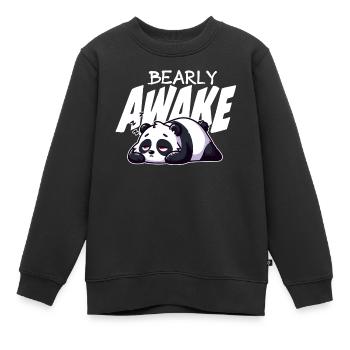 Früh erwachen Panda Illustration - Kinder Premium Organic Sweatshirt - Schwarz - Vorne - AI Model Kid Female (0cm)