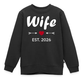 Ehefrau ist 2026 - Kinder Premium Organic Sweatshirt - Schwarz - Vorne - AI Model Kid Female (0cm)