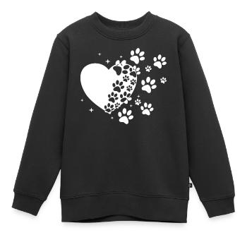 Pfotenabdruck Herz Sternenstaub - Kinder Premium Organic Sweatshirt - Schwarz - Vorne - AI Model Kid Female (0cm)