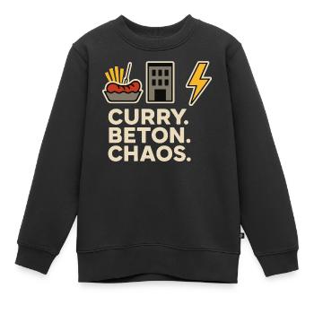 Curry Béton Chaos Berlin Street Design - Sweat Premium enfant bio - noir - Devant - AI Model Kid Female (0cm)