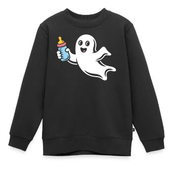 Dessin animé de bébé fantôme câlin - Sweat Premium enfant bio - noir - Devant - AI Model Kid Female (0cm)