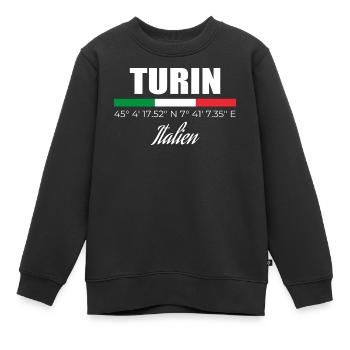 Turin - Kinder Premium Organic Sweatshirt - Schwarz - Vorne - AI Model Kid Female (0cm)