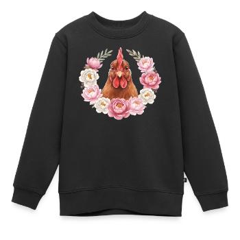 Braunes Huhn - Kinder Premium Organic Sweatshirt - Schwarz - Vorne - AI Model Kid Female (0cm)