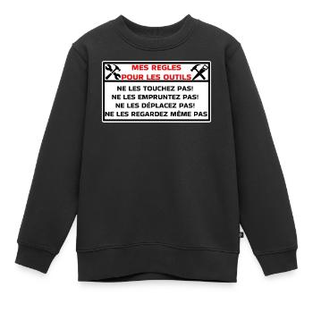 tools - Kids Premium Organic Sweatshirt - black - Front - AI Model Kid Female (0cm)