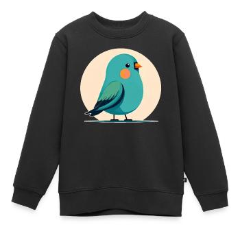 Petit oiseau vert-bleu - Sweat Premium enfant bio - noir - Devant - AI Model Kid Female (0cm)