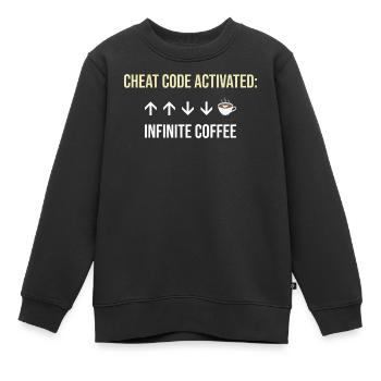 Infinite Coffee Active Cheat Code - Kids Premium Organic Sweatshirt - black - Front - AI Model Kid Female (0cm)