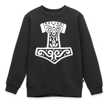 Marteau de Thor (blanc) - Sweat Premium enfant bio - noir - Devant - AI Model Kid Female (0cm)
