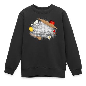 Mehl und Zutaten – stimmungsvolles Küchenmotiv - Kinder Premium Organic Sweatshirt - Schwarz - Vorne - AI Model Kid Female (0cm)