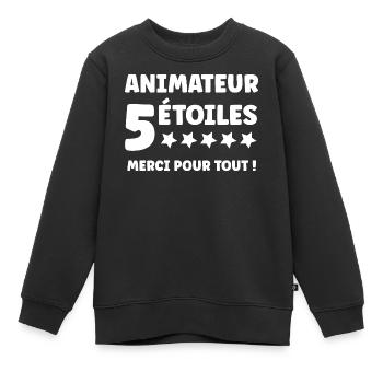 Animateur 5 Étoiles - Sweat Premium enfant bio - noir - Devant - AI Model Kid Female (0cm)