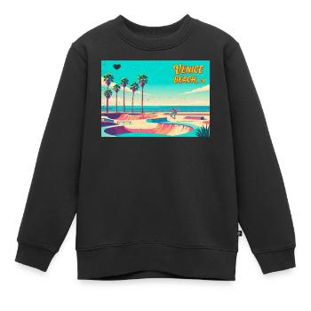 Venice Beach Retro Skater - Kinder Premium Organic Sweatshirt - Schwarz - Vorne - AI Model Kid Female (0cm)