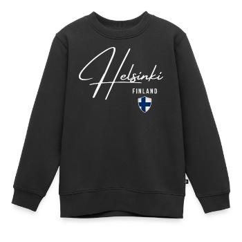Helsinki, Finnland, elegantes Design Helsinki - Kinder Premium Organic Sweatshirt - Schwarz - Vorne - AI Model Kid Female (0cm)