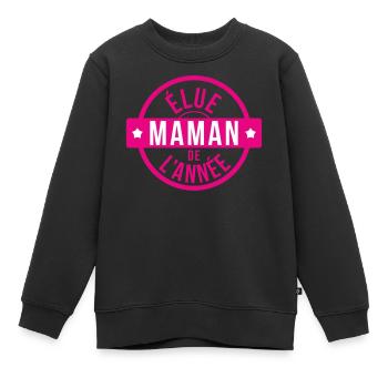 Élue Maman de l'Année - Fête des Mères - Sweat Premium enfant bio - noir - Devant - AI Model Kid Female (0cm)