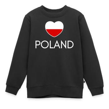 Herz mit polnischer Flagge, polnischer Stolz - Kinder Premium Organic Sweatshirt - Schwarz - Vorne - AI Model Kid Female (0cm)