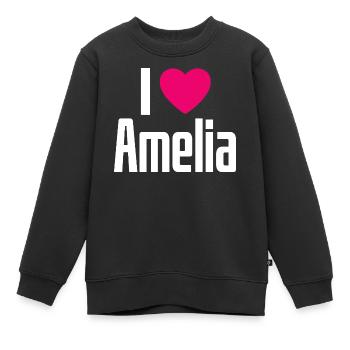 I Love Amelia Pinkes Herz Ich liebe Amelia - Kinder Premium Organic Sweatshirt - Schwarz - Vorne - AI Model Kid Female (0cm)