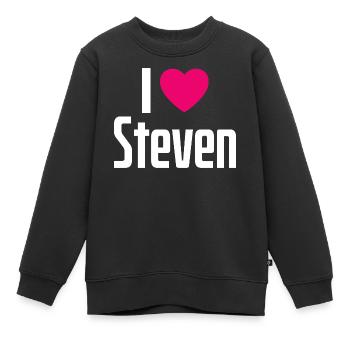I Love Steven Pinkes Herz Ich liebe Steven - Kinder Premium Organic Sweatshirt - Schwarz - Vorne - AI Model Kid Female (0cm)