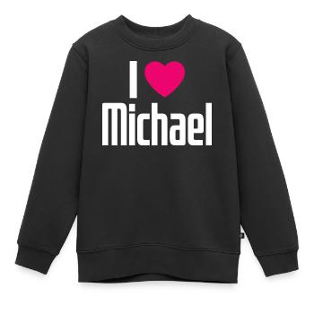 J’aime Michael Pink Heart J’aime Michael - Sweat Premium enfant bio - noir - Devant - AI Model Kid Female (0cm)