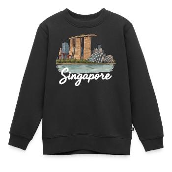 Singapour - Sweat Premium enfant bio - noir - Devant - AI Model Kid Female (0cm)